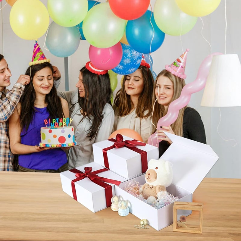 Ditwis 4 Pack 12x8x4 Inches Gift Boxes with Magnetic Closure Lids, White Magnetic Box for Wedding, Groomsmen Bridesmaid Proposal, Birthdays, Mother's Day - Image 2